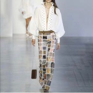 New white blouse long sleeve- hollow detail Size L